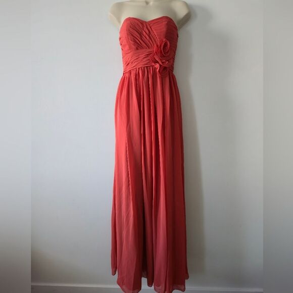 Bari Jay Strapless Coctail Maxi Dress Coral - Picture 7 of 8